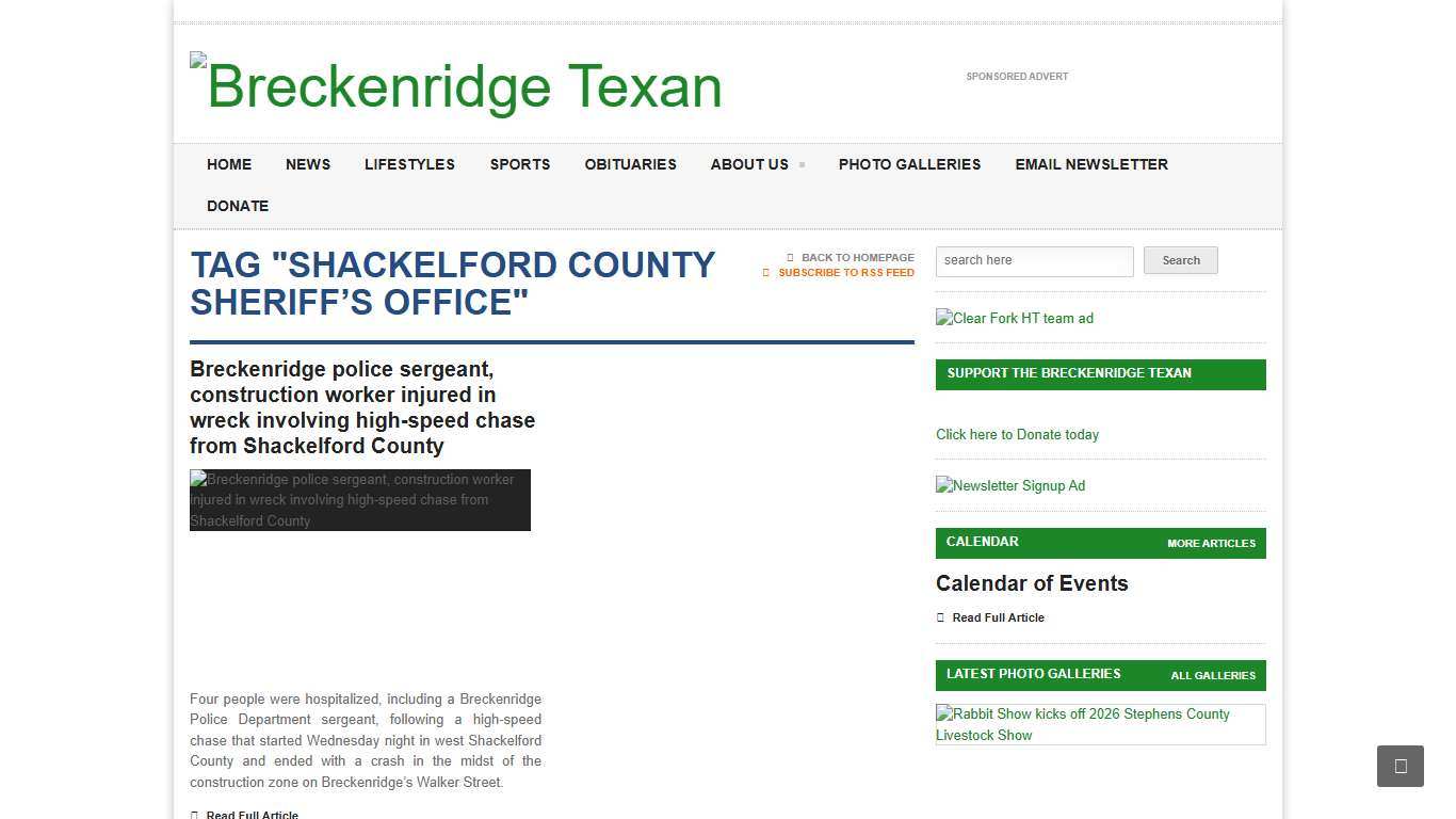 shackelford county sheriff's office - Breckenridge Texan